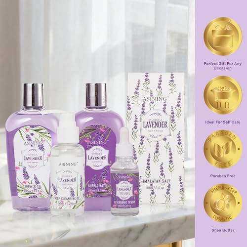 Lavender & Jasmine Spa Gift Basket for Women - 19 Pcs Skin Care & Relaxation Set - Holiday & Birthday Gift