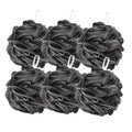 6-Pack 80g Shower Loofah for Men ? Extra-Large Body Sponge with Triple-Tied Knots, High-Density Mesh, Rich Lather, Durable Exfoliating Pouf (Black)