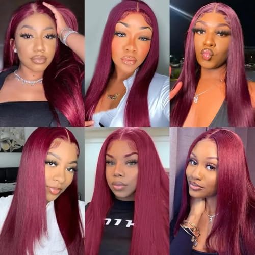 16 Inch Burgundy Tape-In Hair Extensions - Red Straight Human Hair, Seamless & Invisible - 10 Pcs, 45g Variation of TP-Burgundy-99J