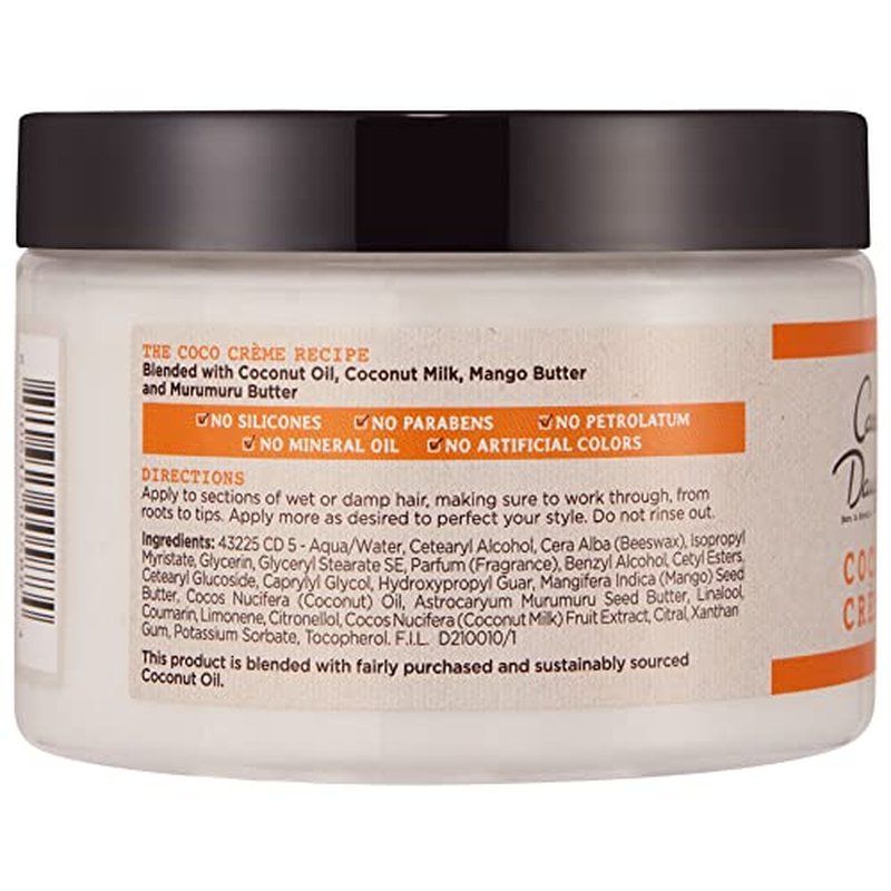 Carol's Daughter Coco Creme Coil Enhancing Moisture Butter, with Coconut Oil and Mango Butter, for Very Dry Curly Hair, Paraben and Silicone Free, 12 oz, (Pack of 2)