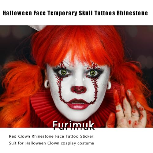 Halloween Face Gems Jewels Tattoos for Women, Day of the Dead Skull Rhinestone Crystal Stones Body Gems Makeup Sticker for Halloween Festival Rave Party Cosplay (Medium, Count, 1)