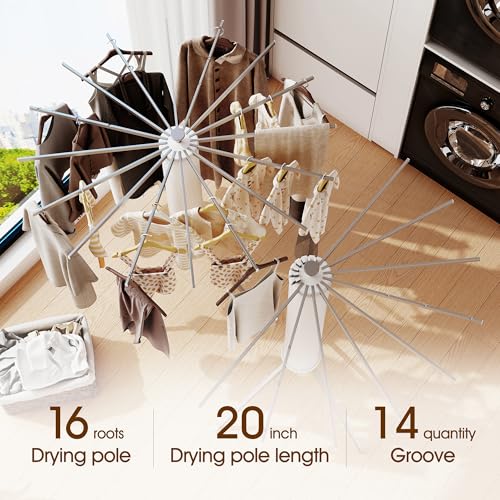 BOQORAD Foldable Tripod Clothes Drying Rack with 16 Aluminum Poles, Indoor & Outdoor Laundry Stand
