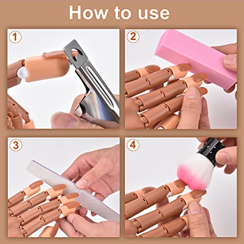 Practice Nail Hand with Tips - Flexible Acrylic Nail Practice Hand - A Practice Hand