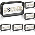 Reallnaive 6 Pcs Soccer Clear Makeup Bags with Chenille Patch - Black, Waterproof, Portable