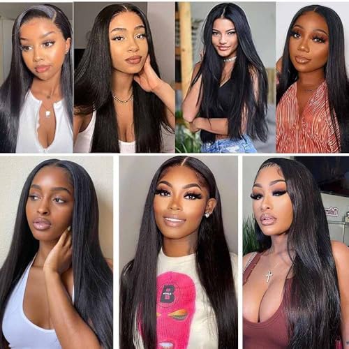 Black Human Hair Bundles 20 Inch Straight Virgin Brazilian Hair Extension - #1B, Double Weft