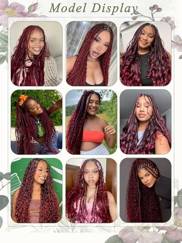 99J Burgundy Human Braiding Hair for Boho Deep Wave Braids - 18 Inch, 2 Packs