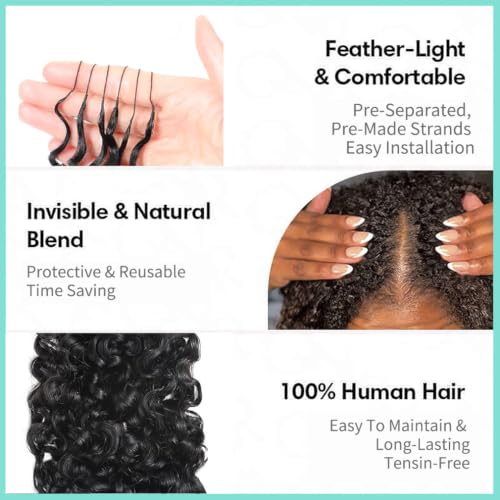 Jukabe Burmese Curly Crochet Hair Extensions 18 Inch 60g Natural Black