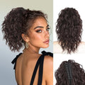 14-Inch Dark Brown Ponytail Extension with Claw Clip - Curly Wavy Fluffy Hairpiece for Women - Variation of THIS listing