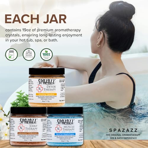 Spazazz RX Therapy Muscle Detox Bath Salt Crystals 4oz 3 Pack Gift Set