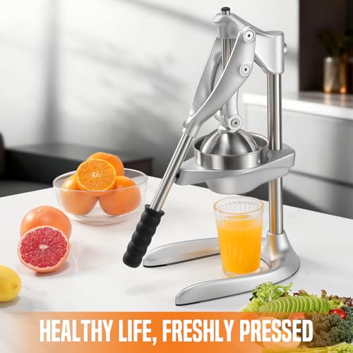 Manual Citrus Juicer Stainless Steel Countertop Fruit Press for Oranges & Lemons