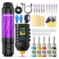 Purple Wireless Tattoo Gun Kit with Digital Display & 43pcs Supplies