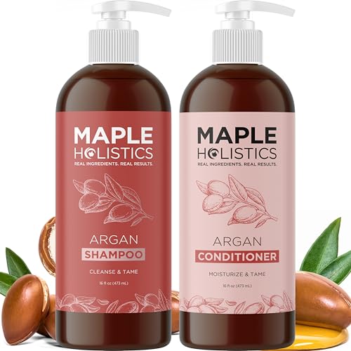 Maple Holistics Argan Oil Shampoo & Conditioner Set 16 Fl Oz Pack of 2 for Dry Hair