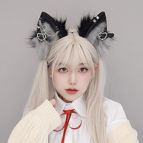 Black-Red Punk Gothic Cat Ear Headband Faux Fur Animal Cosplay Halloween Christmas