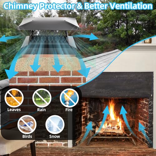 13x13 Galvanized Steel Chimney Cap with Mesh Screen for Outdoor Flues