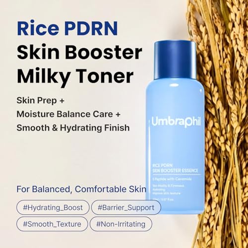 Rice PDRN Milky Toner with Niacinamide, Hyaluronic Acid & Ceramide for Glass Skin, Deep Hydrating Moisturizing Booster, Glow Essence, Korean Skin Care (5.07 Fl Oz / 150ml)