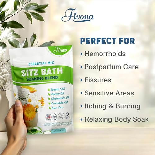 FIVONA Natural Sitz Bath Salt Pack of 3 - Postpartum & Hemorrhoid Relief, 14.1 oz each