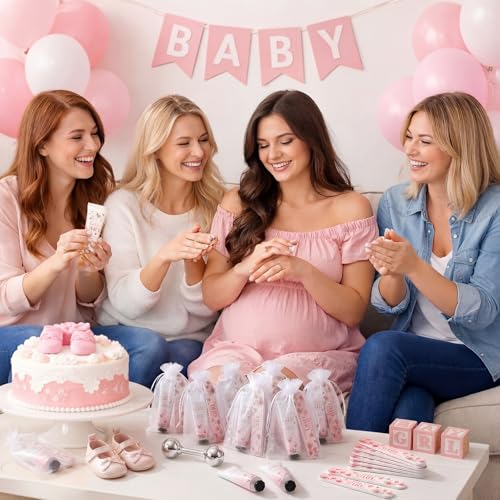 24 Sets Baby Shower Gift Boxes with Hand Cream, Nail File & Organza Bags