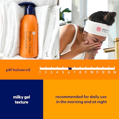 Bright+Clean Gel Facial Cleanser for Sensitive Teen Skin - Gentle pH Balanced Face Wash with Aloe Allantoin Coconut Oil, Clean 6.7oz