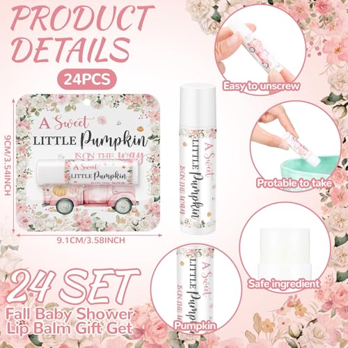 Pumpkin Flower Lip Balm Set - Fall Party Favors for Baby Shower & Halloween