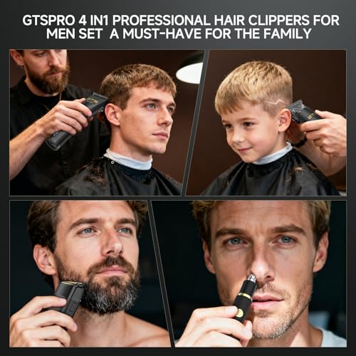 Cordless Hair Clippers for Men with LED Display & 15 Guide Combs - Professional Barber Kit