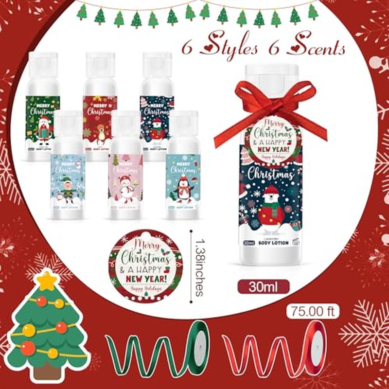 24 Set Christmas Hand Cream Gift Moisturizing Hand Lotion for Women Travel Size Lotion for Christmas Party Favors with Card for Xmas Mother Teacher Stocking Stuffer