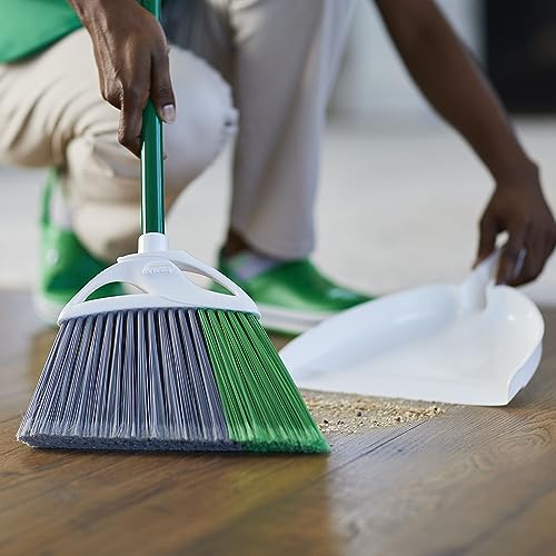 Commercial Angle Broom with Dustpan - 11-Inch Wide, Steel Handle, Pack of 4