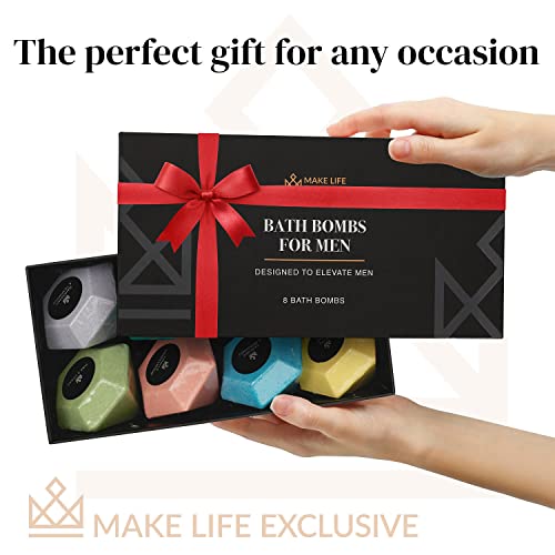 MAKE LIFE EXCLUSIVE Large Diamond Bath Bombs for Men - Masculine Aromatherapy Set