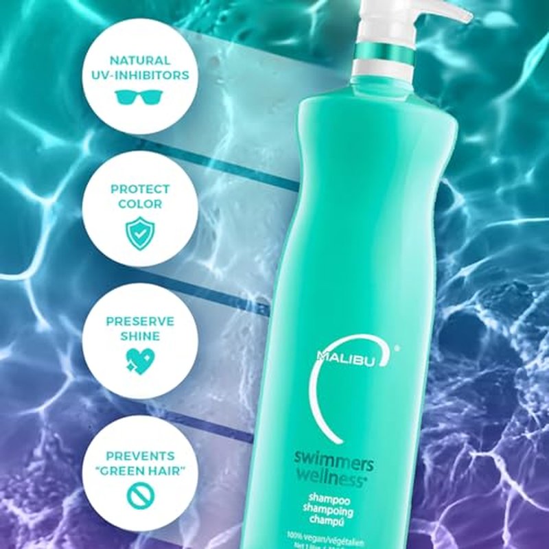 Malibu C Swimmers Wellness Shampoo - Protects Hair Against Chlorine Damage & Combats Brittle Hair - Swimmers Shampoo for Removing Pool Elements