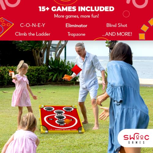 Outdoor Cornhole Set with 15+ Games and Carrying Bag - Kids & Adults Yard Game