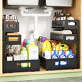 Under Sink Organizer 3-Tier Heavy Duty Pull Out Shelf - Black 2 Pack