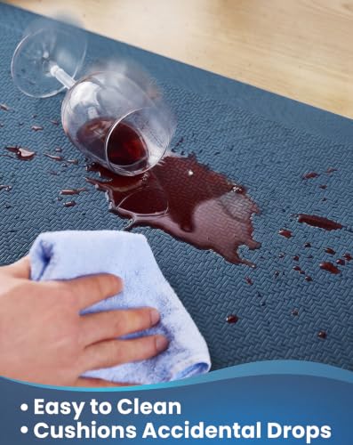 Ophanie Blue Anti-Fatigue Kitchen Mat 20 x 48 Inches, 0.8" Thick, Waterproof Standing Cushion