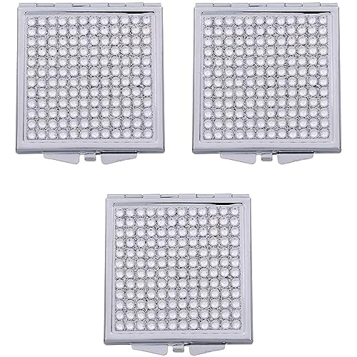 Stephanie Imports Set of 3 Double Sided Magnifying Square Compact Mirrors with Rhinestones (Clear)