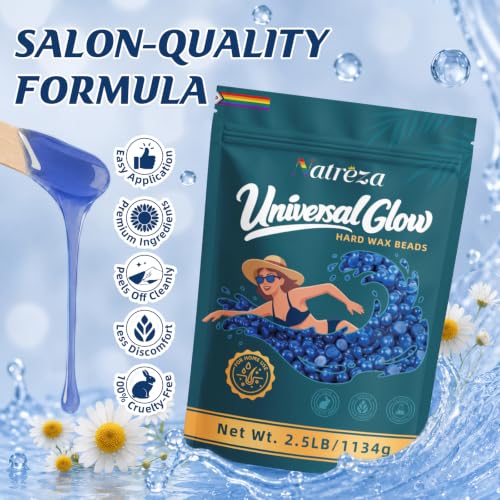 Natreza Chamomile Hard Wax Beads 2.5 lb for Sensitive Skin, Bulk Hair Removal