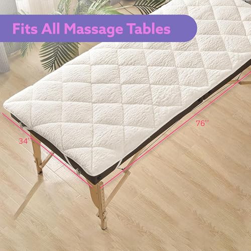 Double-Sided Massage Table Pad 76x34in Plush Fleece & Microfiber Cover, Spa Bed Topper
