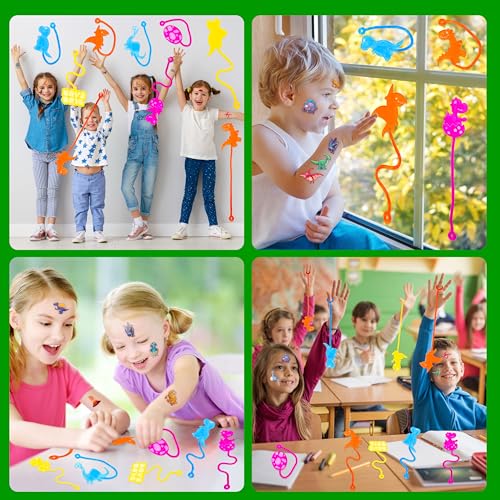 48PCS Dinosaur Party Favors - 24PCS Temporary Tattoos & 24PCS Stick Hands - Perfect Birthday Party Supplies, Goodie Bag Stuffers, Treasure Box Toys, Classroom Prizes, and Student Gifts