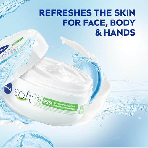 NIVEA Soft Moisturizing Cream 6.8 oz Pack of 4 - Hydrating Face & Body Lotion