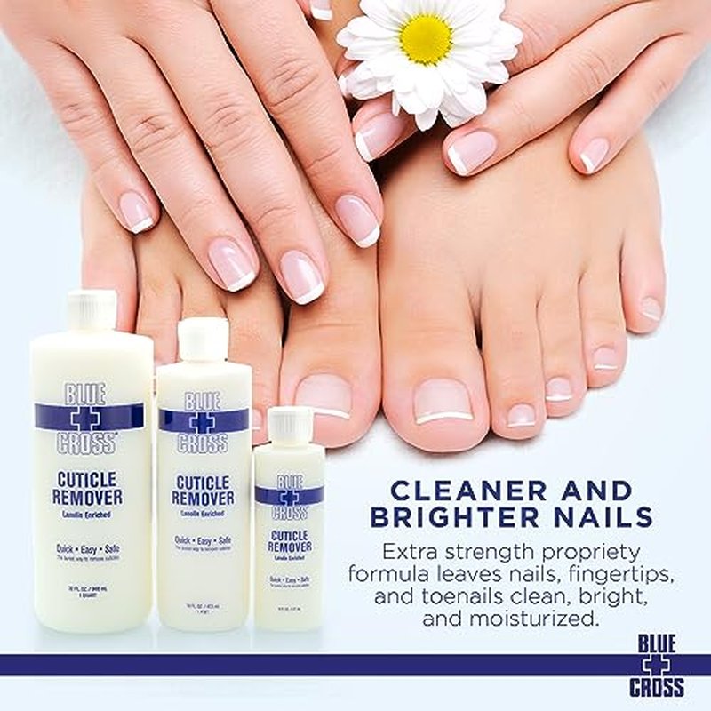Blue Cross Hydrating, Moisturizing, Strengthening Cuticle Remover Oil with Lanolin + Extra Strength Callus Remover Gel for Heel or Feet, 16 oz each, 2 pack Bundle