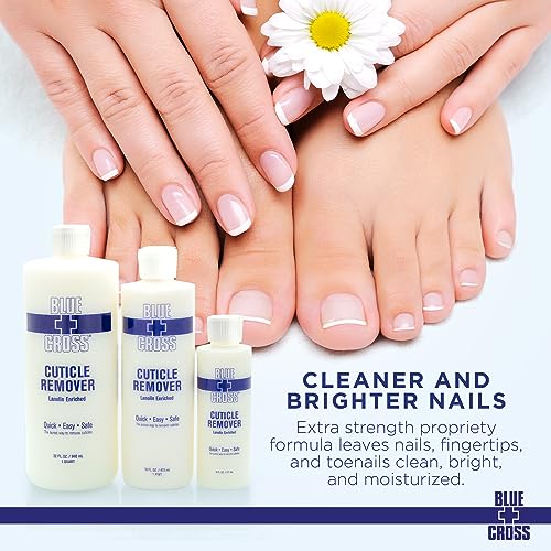 Blue Cross Hydrating, Moisturizing, Strengthening Cuticle Remover Oil with Lanolin + Extra Strength Callus Remover Gel for Heel or Feet, 16 oz each, 2 pack Bundle