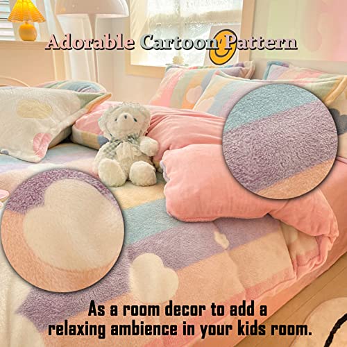 MorroMorn Rainbow Pink Duvet Cover Set Full/Queen Kids Girls Teens Women
