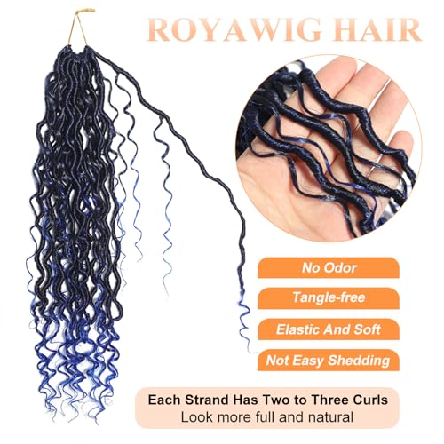 24 Inch Blue Goddess Locs Crochet Hair - Boho Faux Locs for Black Women, 8 Packs