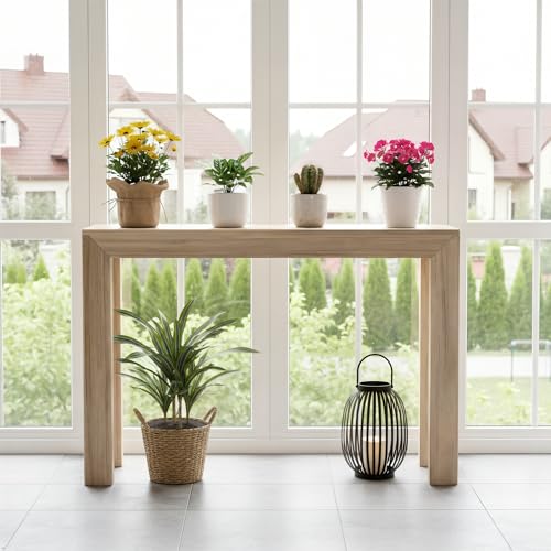 Plank+Beam Blonde Modern Console Table 46 Inch - Sleek Minimalist Entryway & Living Room Accent