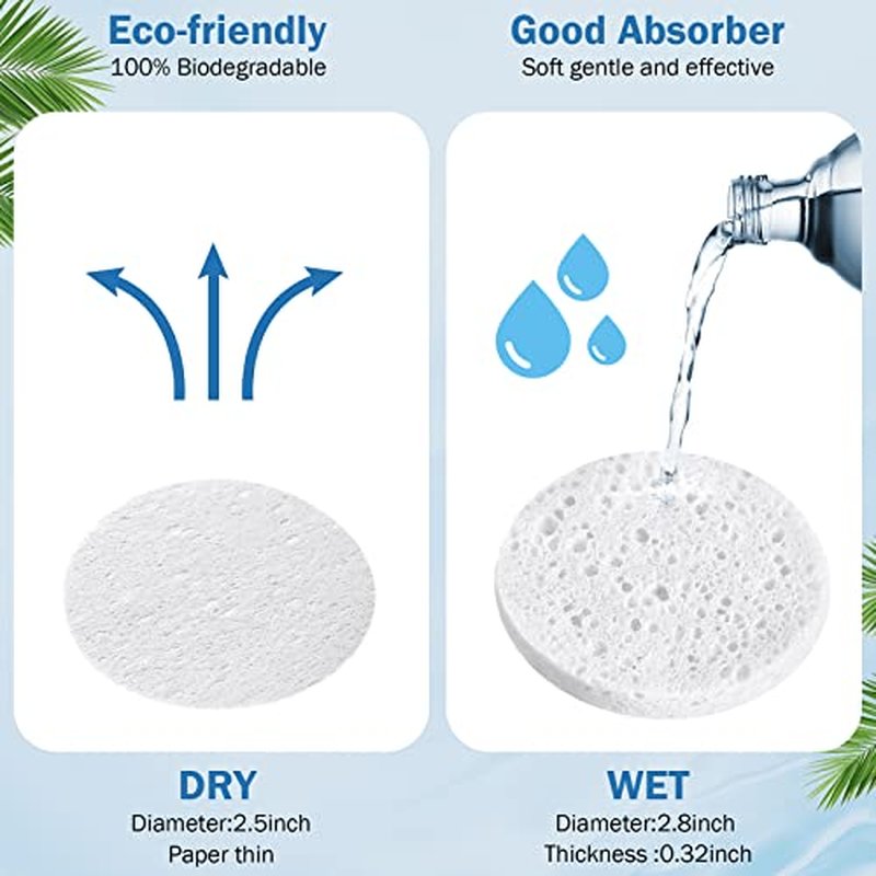 300 Count Compressed Facial Sponges Natural Face Sponges for Cleansing Disposable Facial Exfoliating Pads for Estheticians(White)