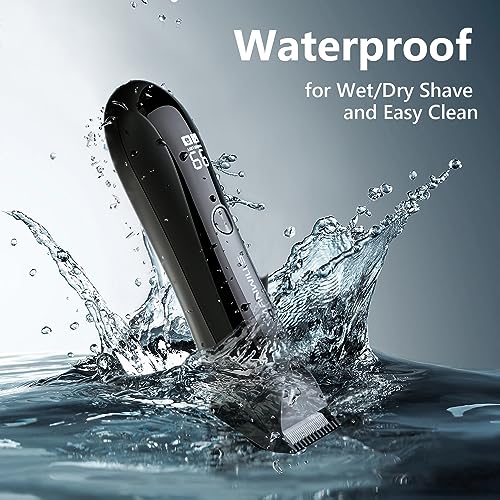 Body Hair Trimmer Men - Ball Trimmer Men, 2 Replaceable Ceramic Blades, Waterproof Pubic Trimmer with Charging Dock, Rechargeable, 7000RPM