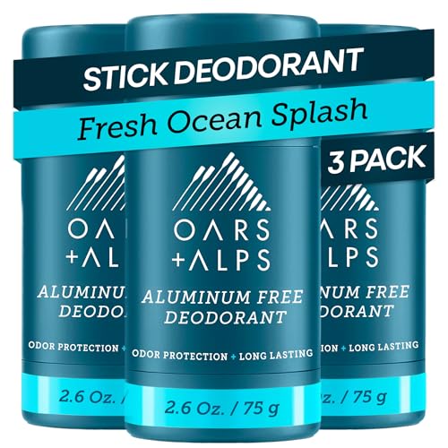 Men's Aluminum Free Deodorant with No Residue - Fresh Ocean Splash, 3 Pack, 2.6oz - Clear & Non-Sticky