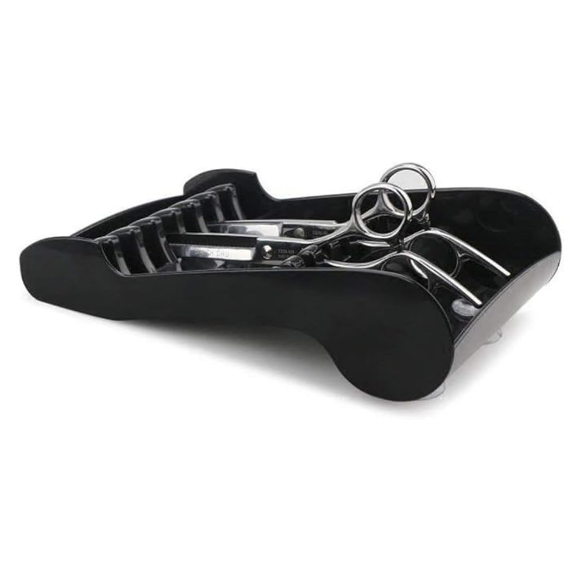 Tujuna Professional Salon Holder Racks Barber Shop Shears Stand Organizer Storage Tray, ABS Scissors Storage Tray Available for 6 Scissors (Black)