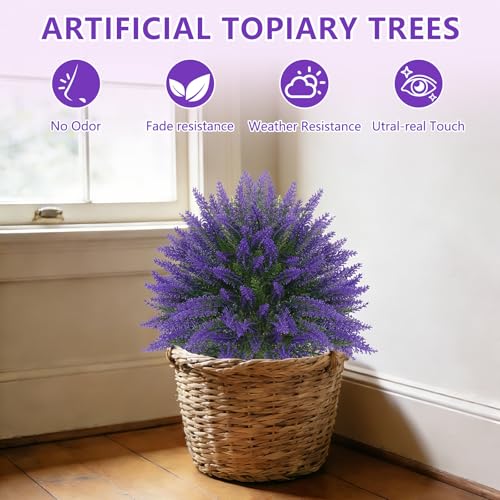 Grooy Lavender Artificial Topiary Ball 4 Pack UV Resistant Outdoor Decor - Lavender Ball 4pc