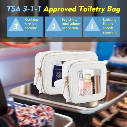 Clear Toiletry Bag and Mini Makeup Bag with Zipper Set is a Convenient, Waterproof Toiletry Bag for Travel and Essentials for Women on the Go(Black, M+MINI)