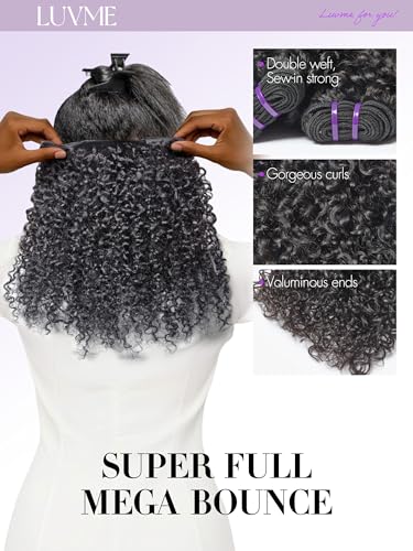 LUVME Burmese Curly Human Hair Bundles 20 Inch Virgin Natural Black Hair Extension