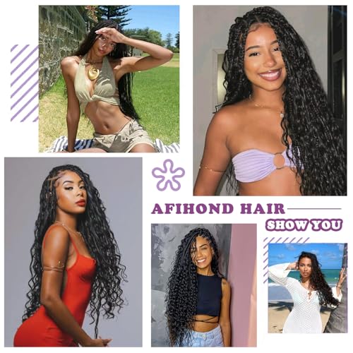 Deep Wave Human Braiding Hair 24 Inch - Natural Black 120g Boho Bundle