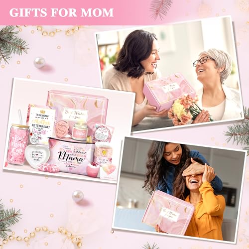 Mom Gift Basket with Mug Candle Soap Bath Bomb Make-up Bag - Mother's Day